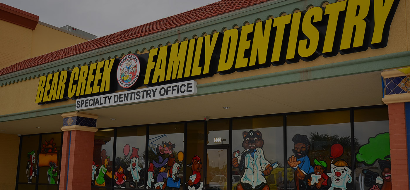 Outside view of Bear Creek Family Dentistry office building in Dallas Texas