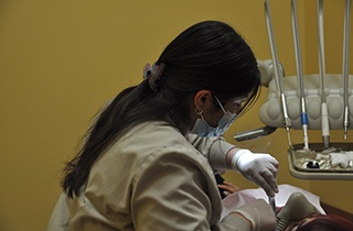 dental hygienist at work