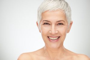 older woman smiling white hair