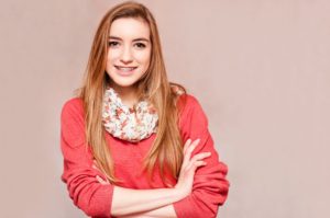 girl with scarf and braces