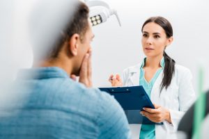 man visits dentist in Mesquite