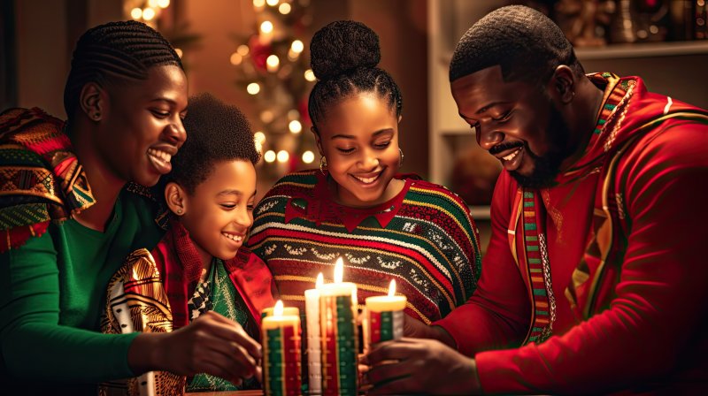 A family with good dental health celebrating the holidays