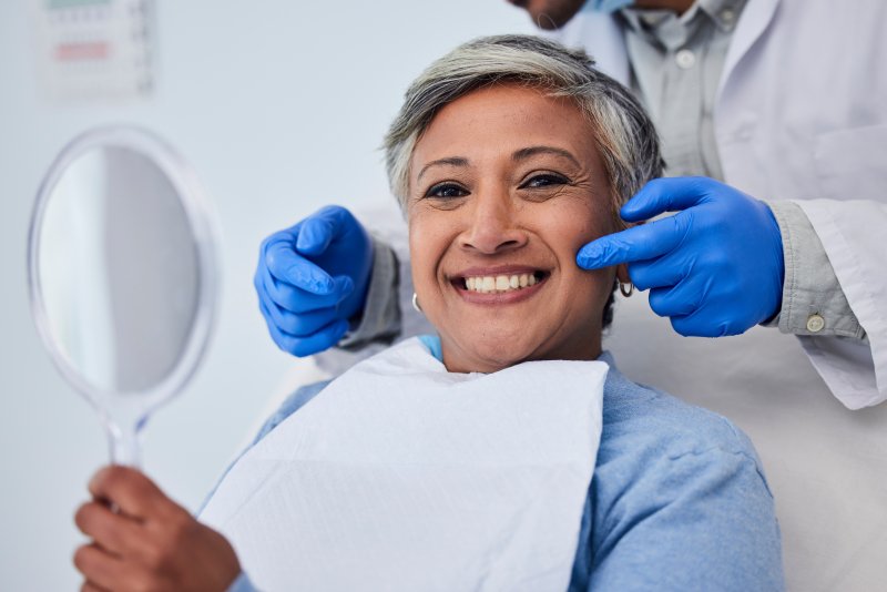 An older woman getting a dental checkup early in the year