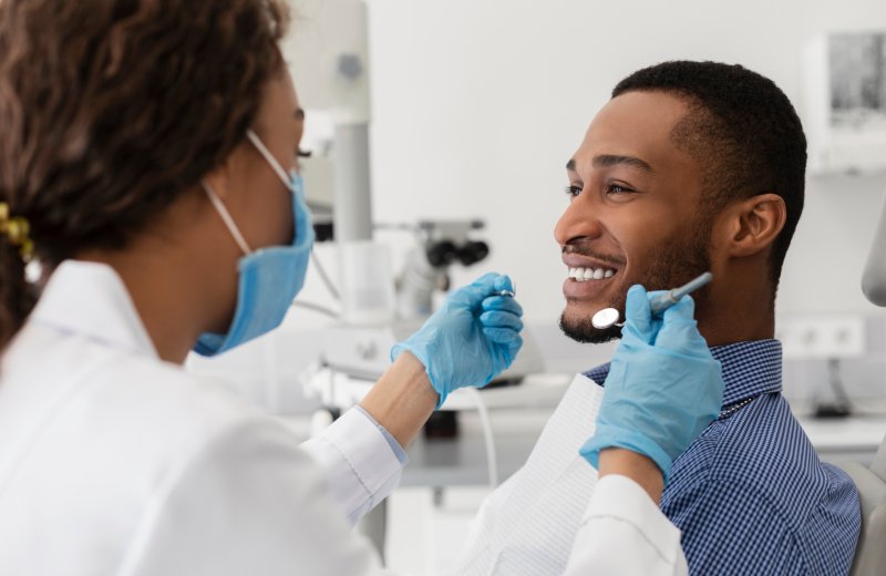 Patient smiling at their dental checkup